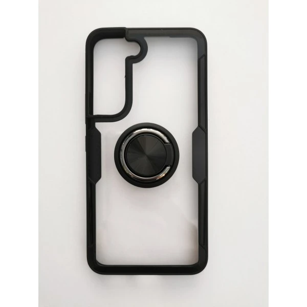 Coque Avec Support Pour Samsung Galaxy S22 - Transparent Noir 3 Coque Avec Support Pour Samsung Galaxy S22 - Transparent Noir