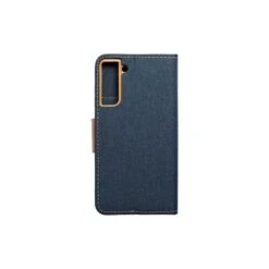 Etui Canvas Pour Samsung Galaxy S21 FE - Bleu Marine / Marron