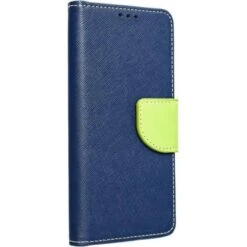 Etui Fancy Book Pour SAMSUNG A03S Bleu Marine / Citron Vert