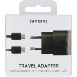 Samsung Originale Chargeur Rapide EP-TA800 3A 25W Inkl. Câbles Data USB TYP-C Noir
